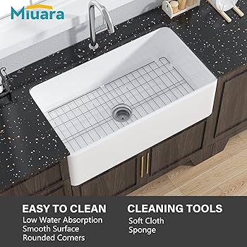 ○○ Miuara Farmhouse Sink 33 Inch - Large Farm Sink 33
